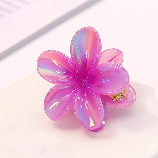 Presilha Flor Aurora — Rosa Brilho Iridescente - Suzune