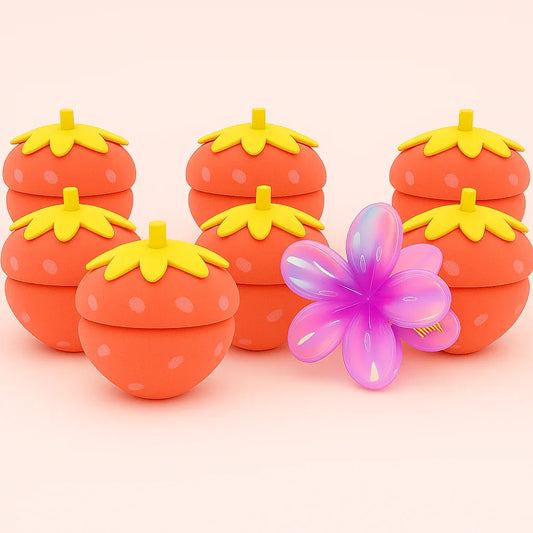 Kit Cachos Moranguinho + FRETE GRÁTIS E Presilha Flor Aura - Suzune - Suzune
